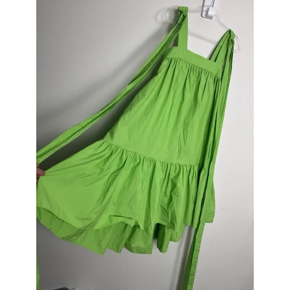 Christopher John Rogers Dress Womens Small Green Strap Tie Midi Babydoll A-Line - Picture 9 of 16